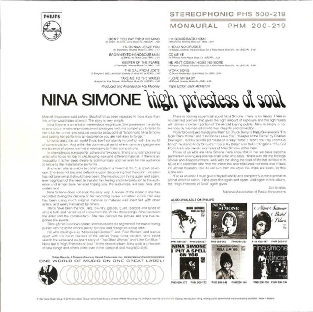 Nina Simone – High Priestess Of Soul (LP Vinyl) Vinyl Record