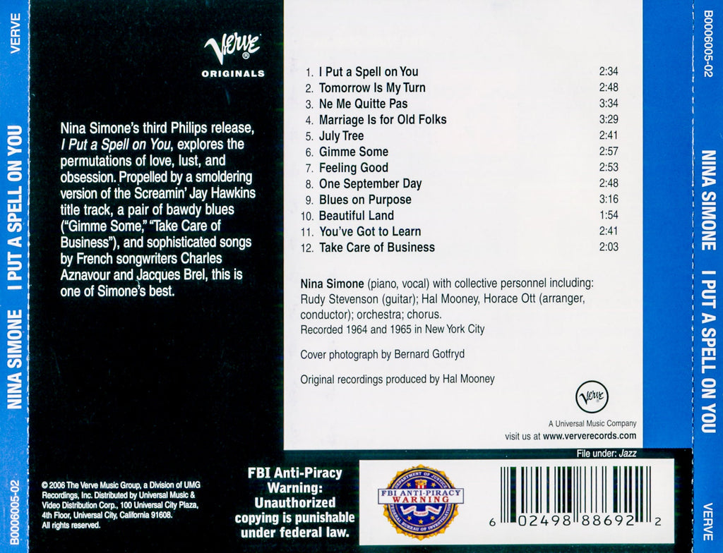 Nina Simone – I Put a Spell on You Music CD