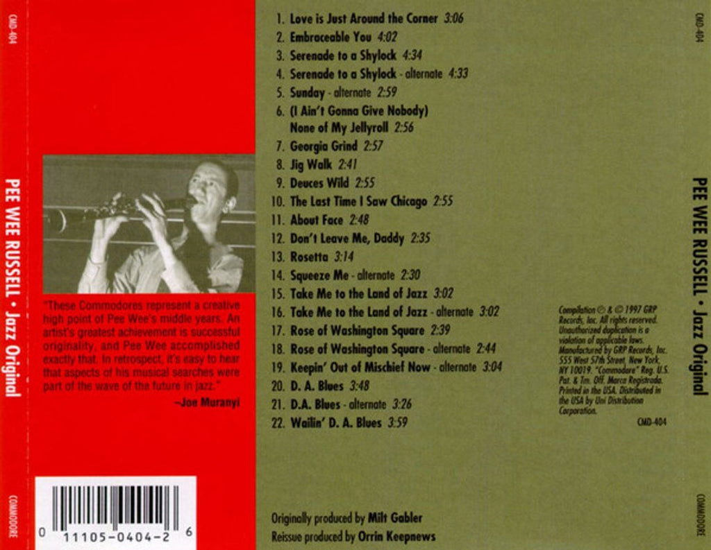 Pee Wee Russell – Jazz Original Music CD