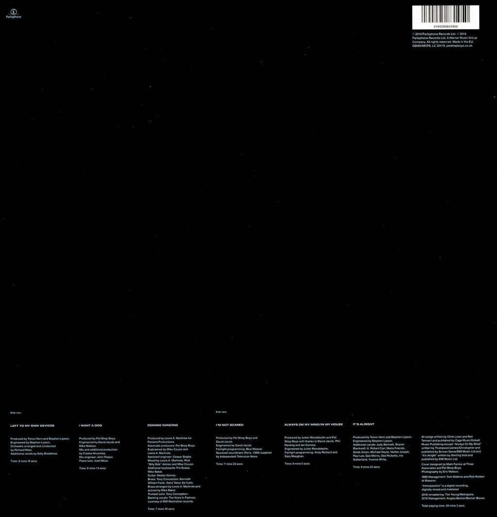 Pet Shop Boys – Introspective (LP Vinyl) Vinyl Record