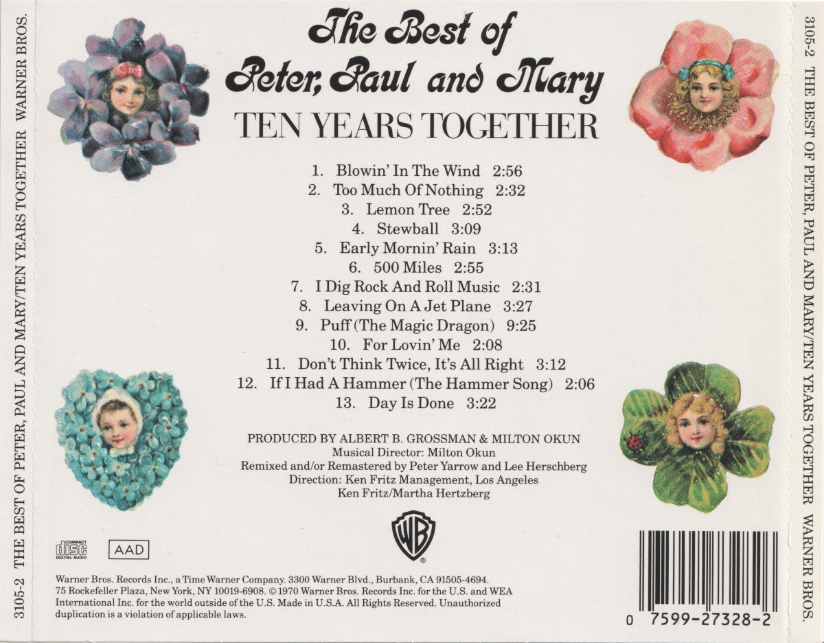 Peter, Paul & Mary – The Best Of Peter, Paul and Mary: Ten Years Together Music CD