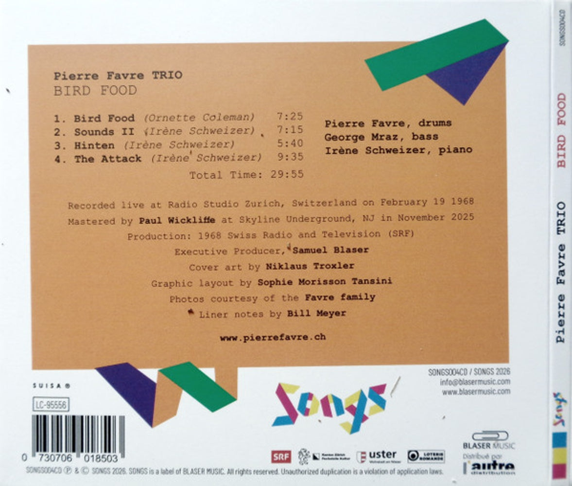 Pierre Favre Trio – Bird Food Music CD