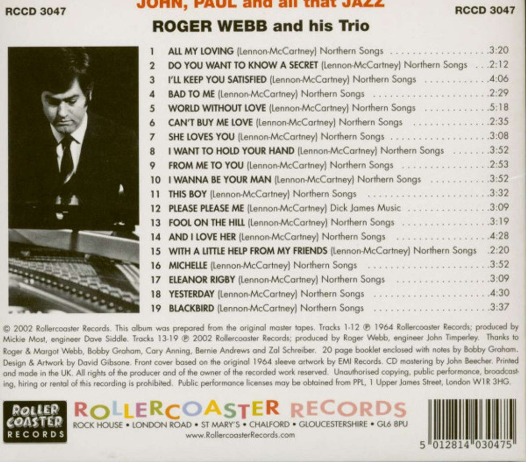 Roger Webb & His Trio – John Paul & All That Jazz Music CD