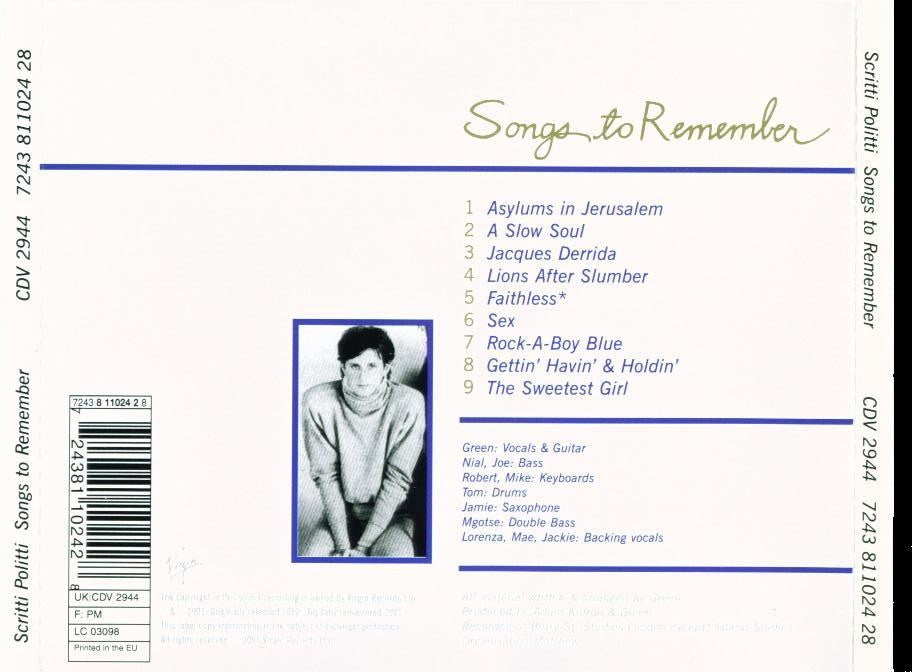 Scritti Politti – Songs To Remember Music CD