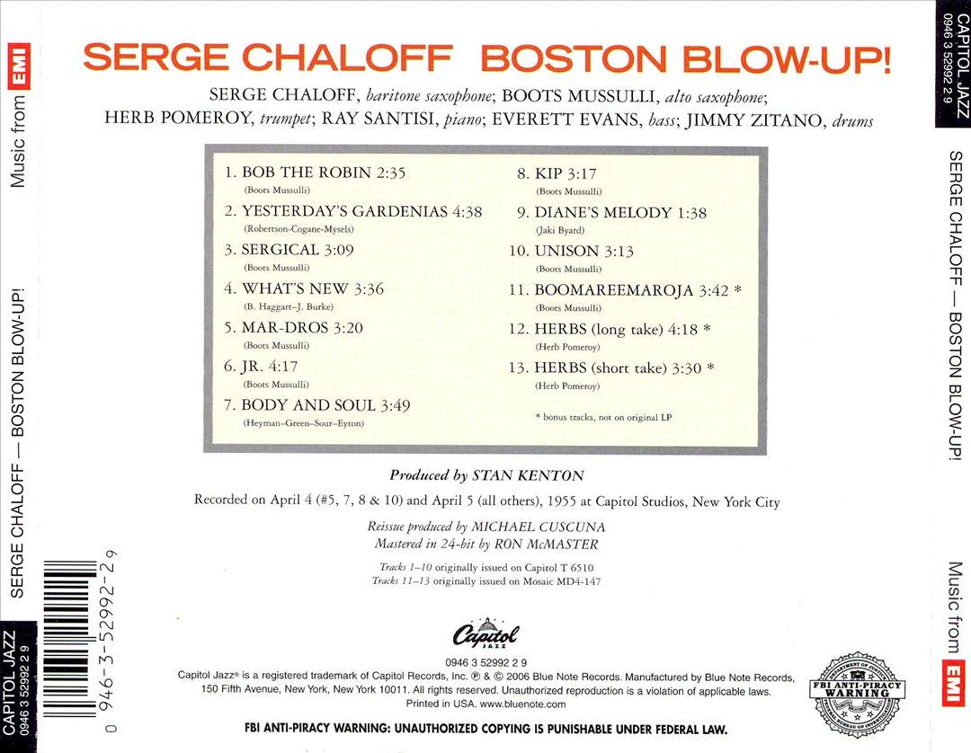 Serge Chaloff – Boston Blow Up Music CD