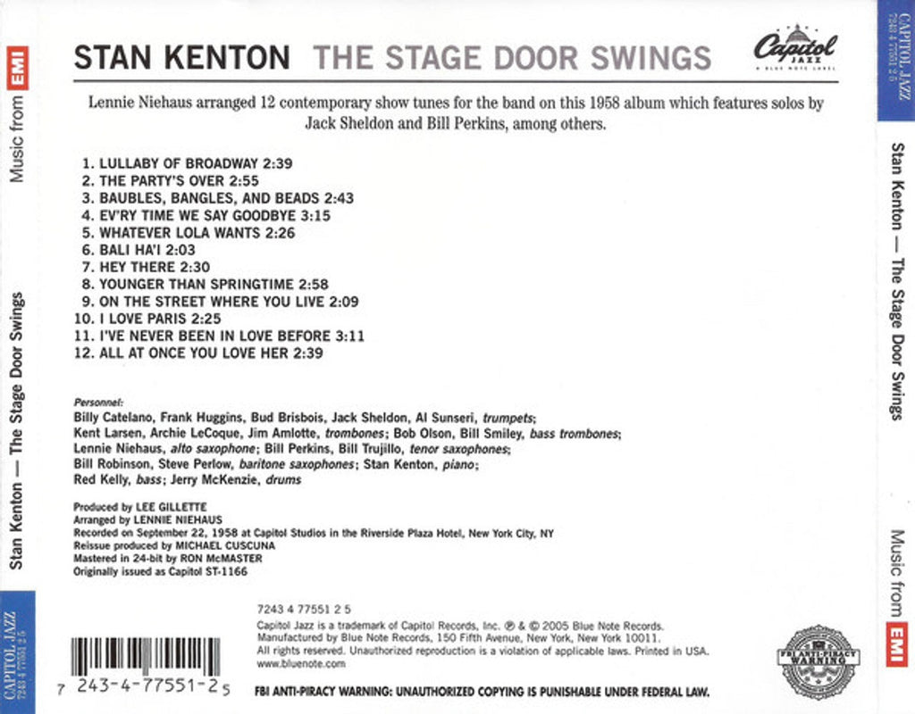 Stan Kenton – The Stage Door Swings Music CD