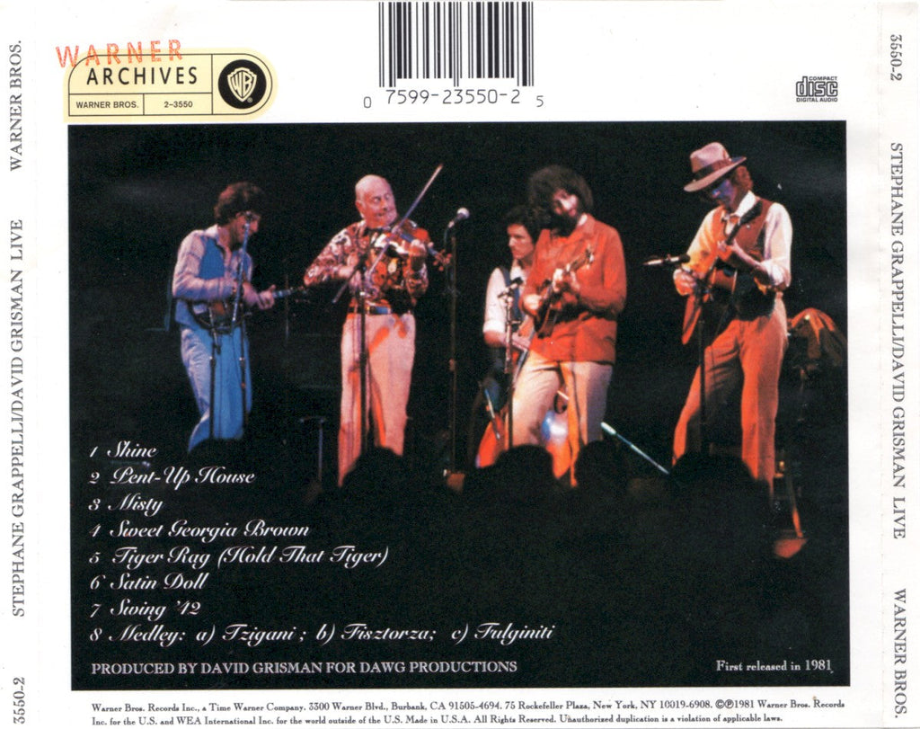 Stephane Grappelli & David Grisman – Live Music CD