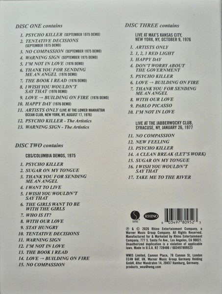 Talking Heads – Tentative Decisions: Demos & Live (3-CD) Music CD