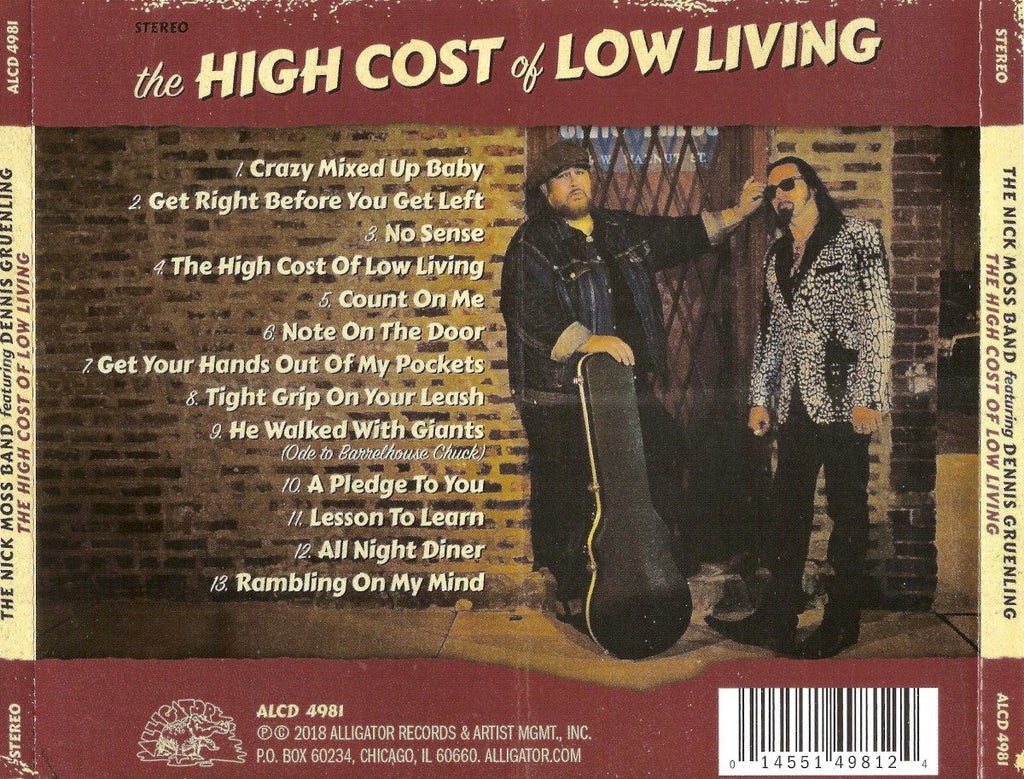 The Nick Moss Band – The High Cost Of Low Living Music CD