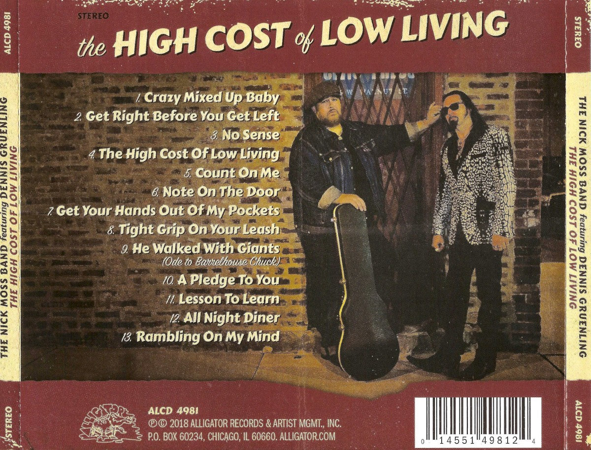 The Nick Moss Band – The High Cost Of Low Living Music CD