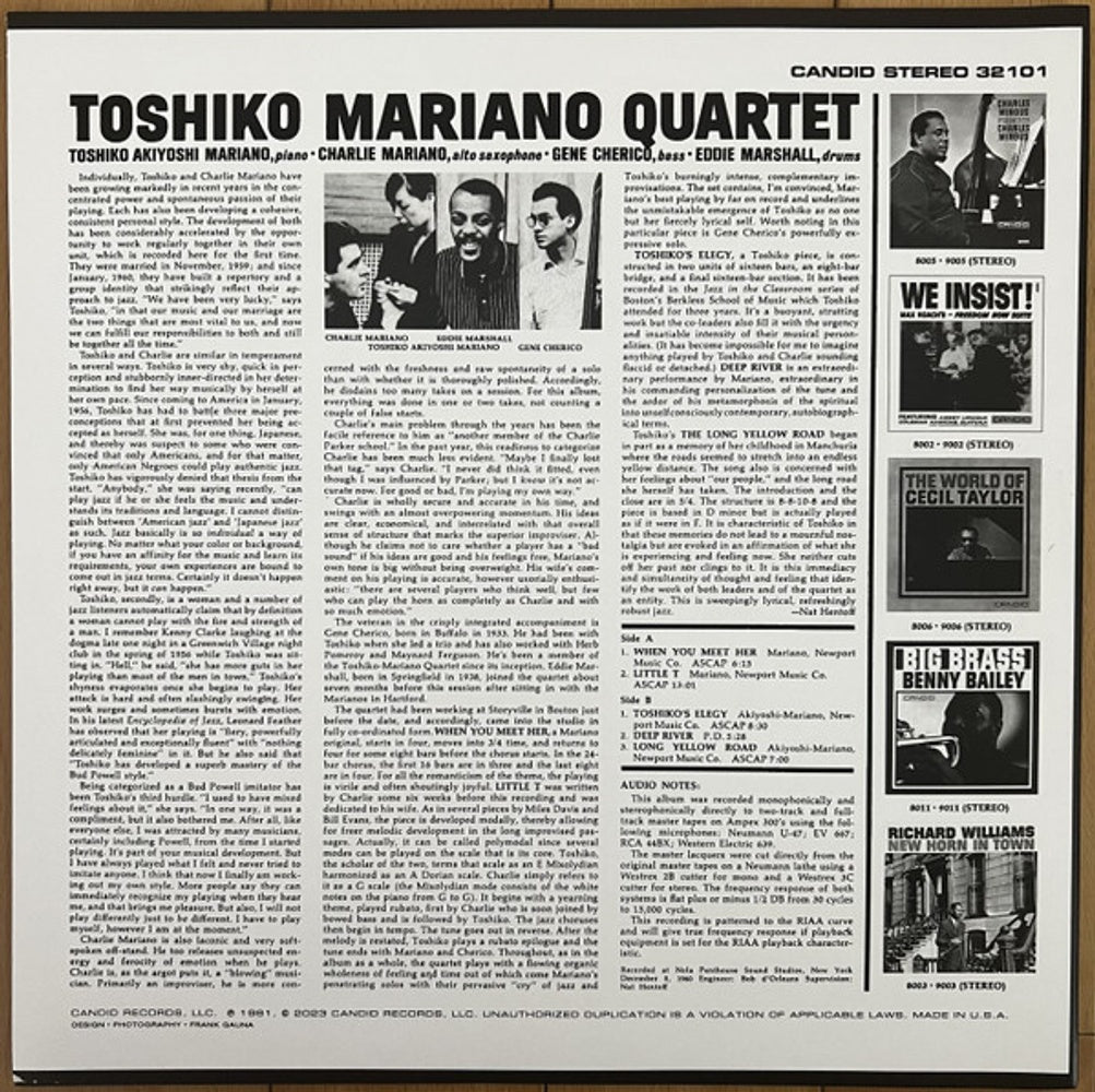 Toshiko Mariano – Toshiko Mariano Quartet (LP Vinyl) Vinyl Record