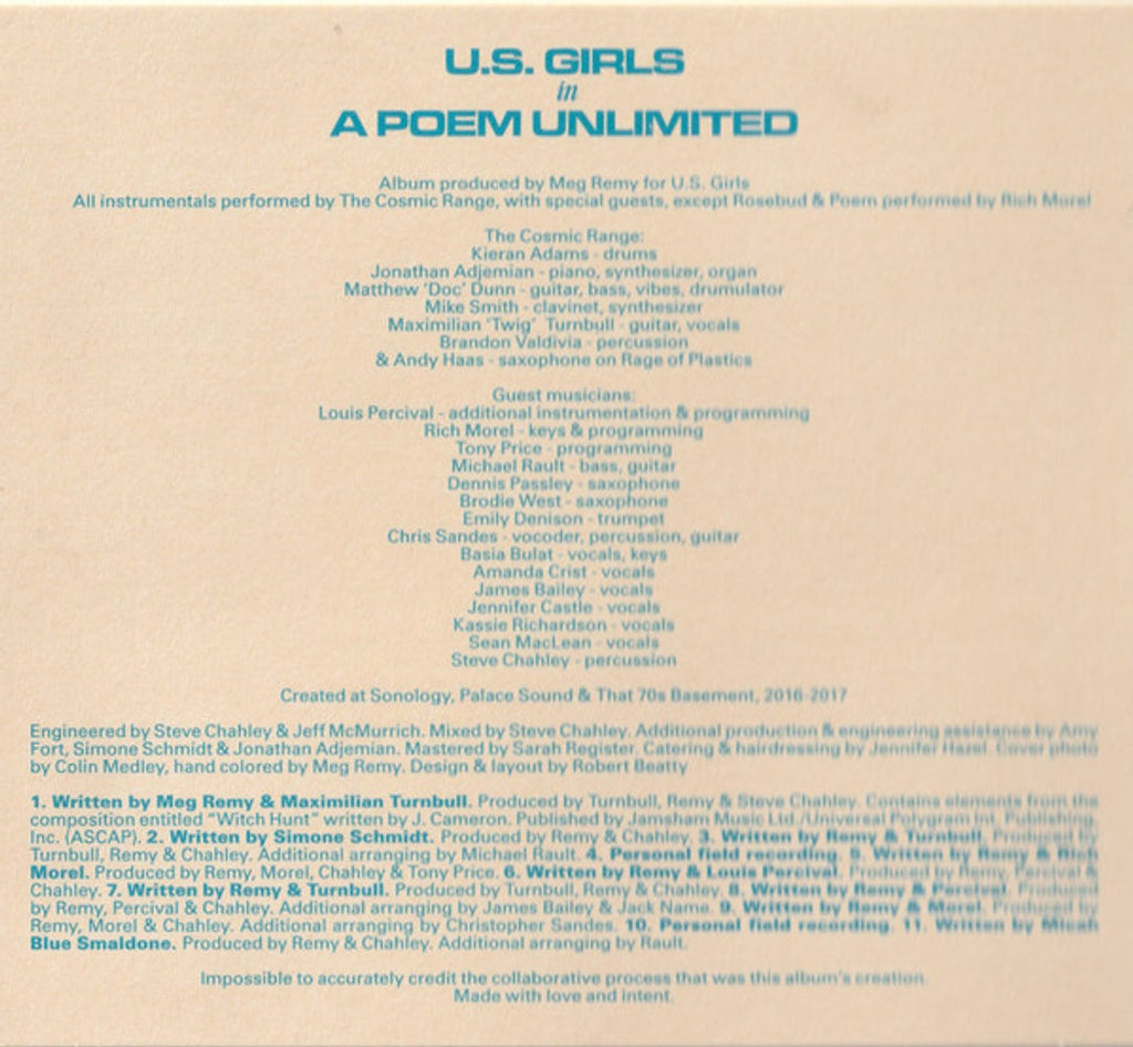 U.S. Girls – In A Poem Unlimited Music CD