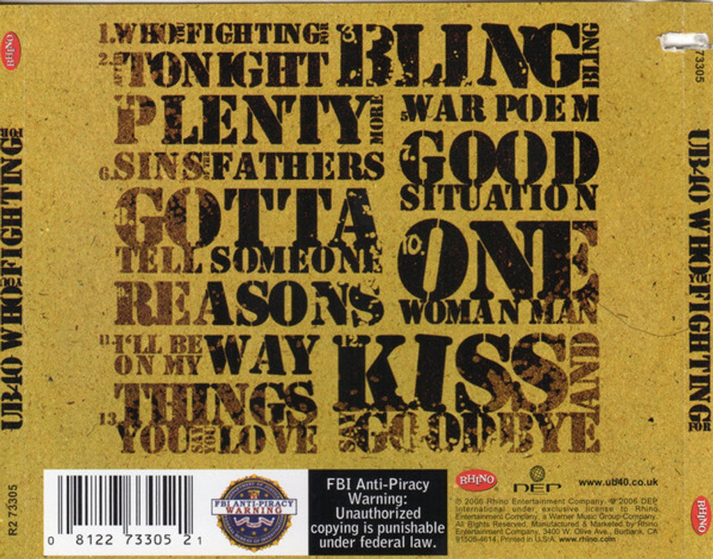 UB40 – Who You Fighting For? Music CD