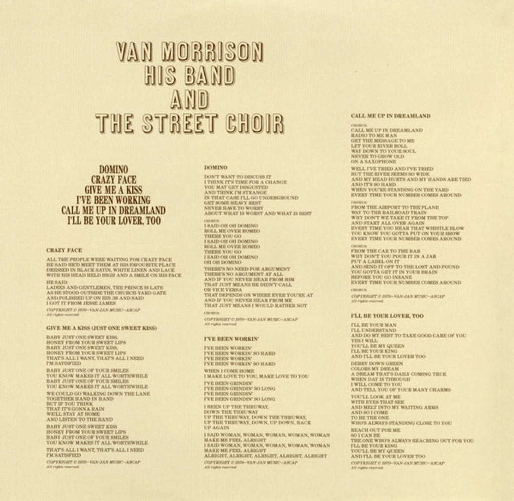 Van Morrison – His Band & the Street Choir (2-LP Vinyl) Vinyl Record