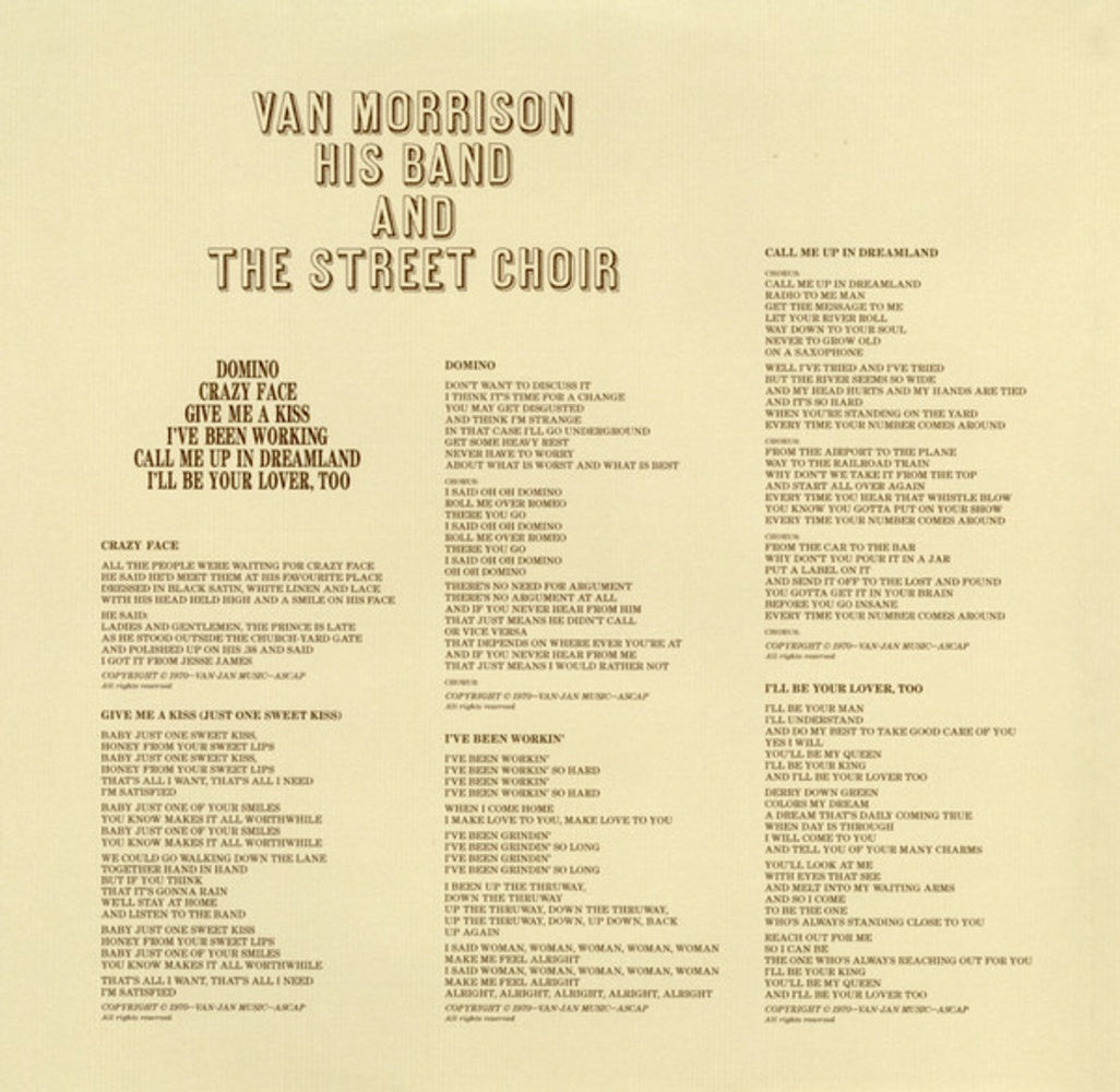Van Morrison – His Band & the Street Choir (2-LP Vinyl) Vinyl Record