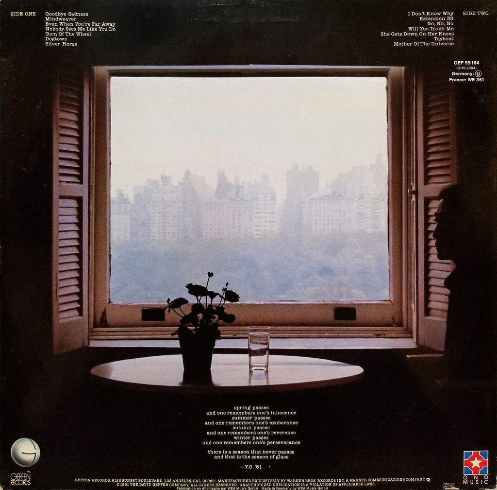 Yoko Ono – Season Of Glass (LP Vinyl) Vinyl Record