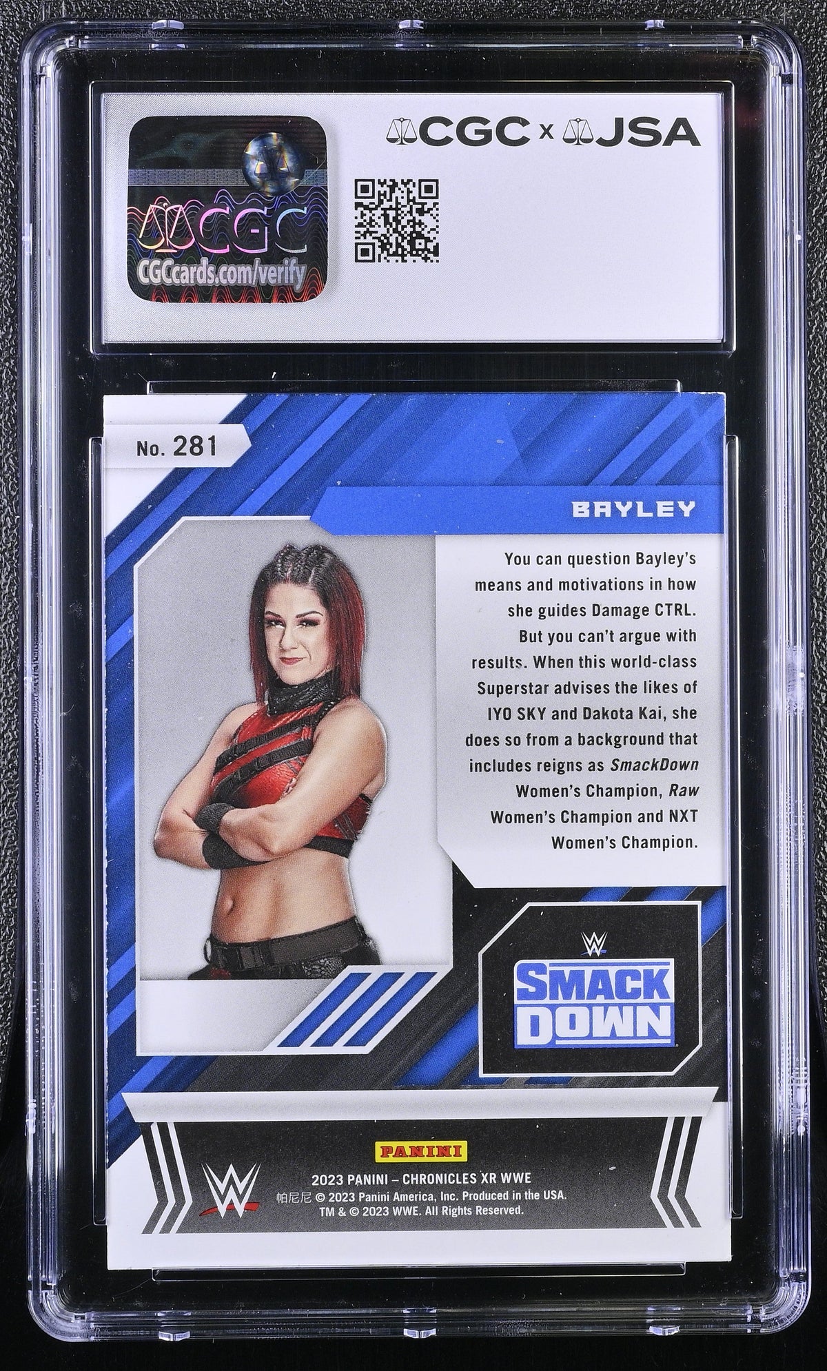 Bayley 2023 Panini Chronicles WWE #281 XR Signed Card CGC Auth JSA Auto Auth