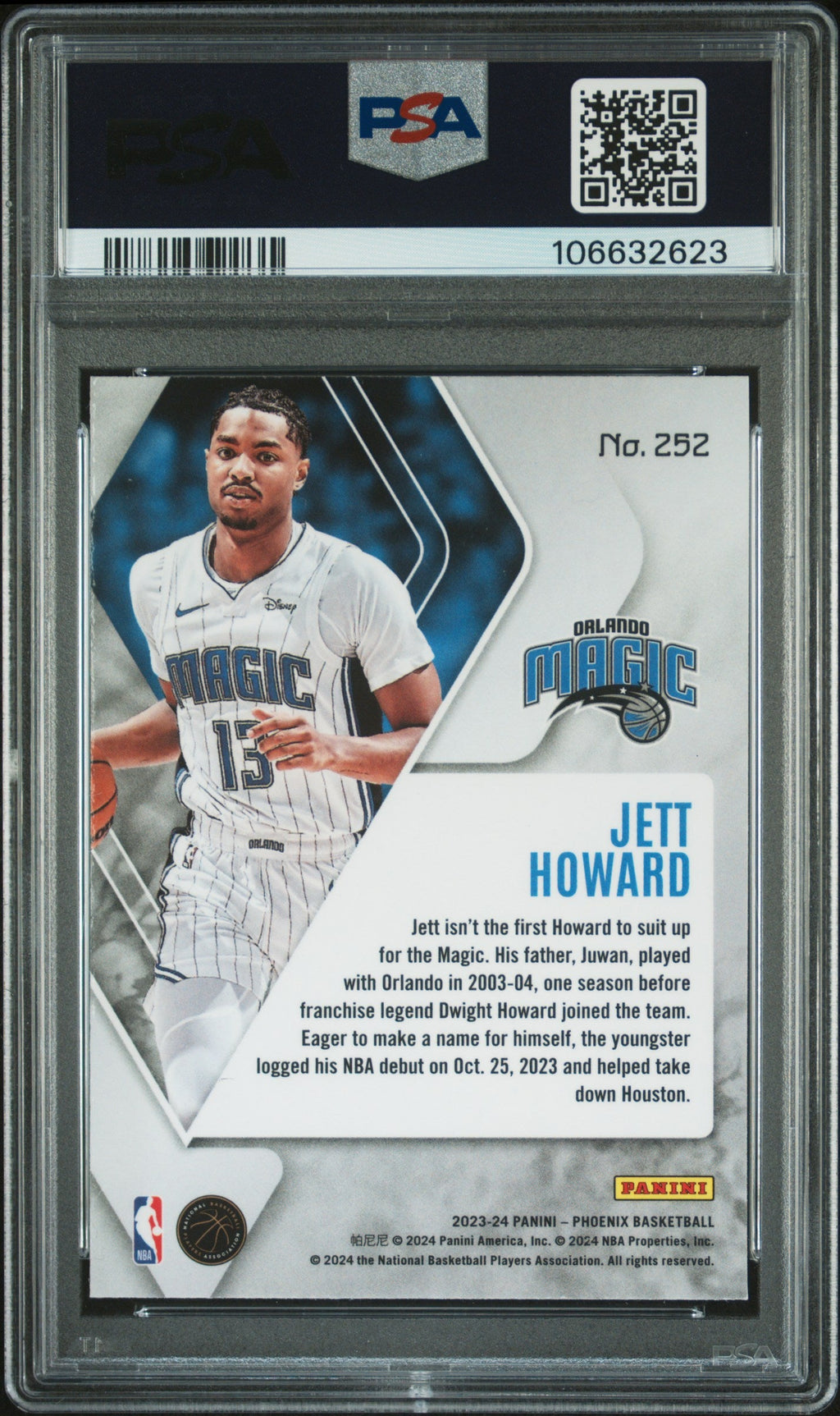 2023 Panini Phoenix #252 Jett Howard Teal Lazer signed card PSA 10 Auto 10
