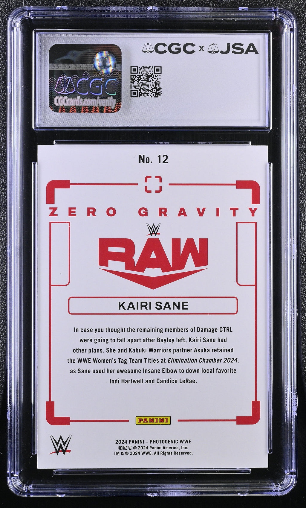 Kairi Sane 2024 Panini Photogenic WWE #12 Zero Gravity Signed Card CGC JSA Auto
