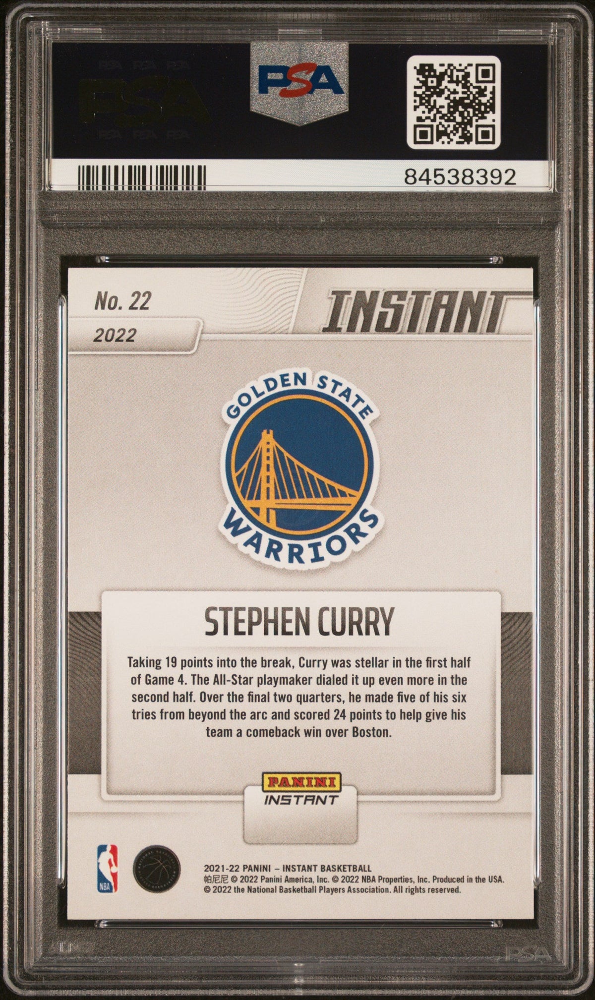 2021 Panini Instant NBA Champ Box Set #22 Stephen Curry signed PSA 9 Auto 10