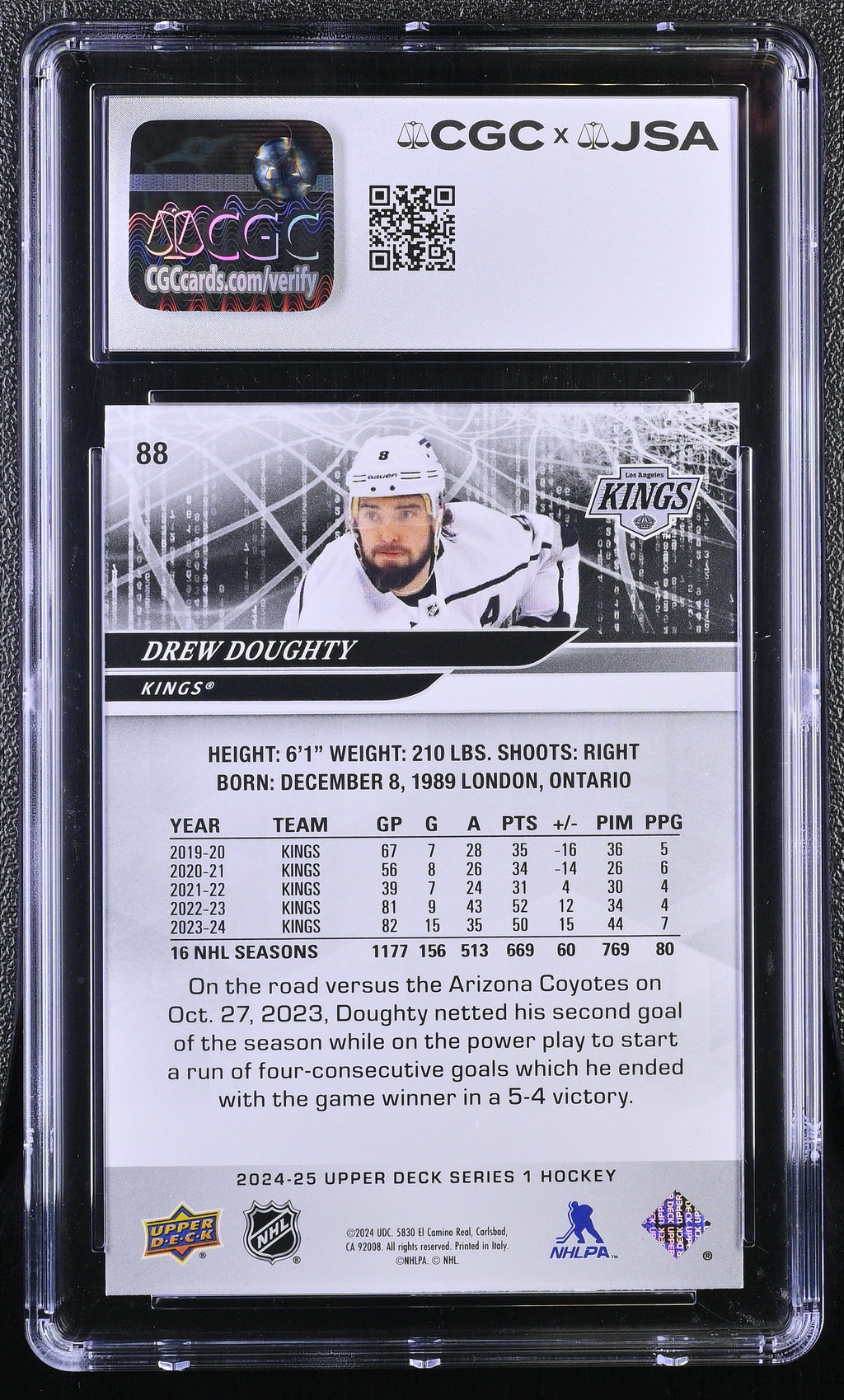 Drew Doughty 2024-25 Upper Deck #88 Signed Card CGC Authentic JSA Auto Auth