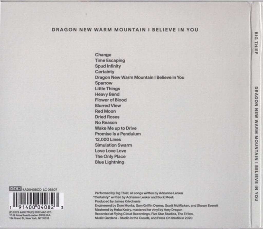 Big Thief – Dragon New Warm Mountain I Believe In You Music CD