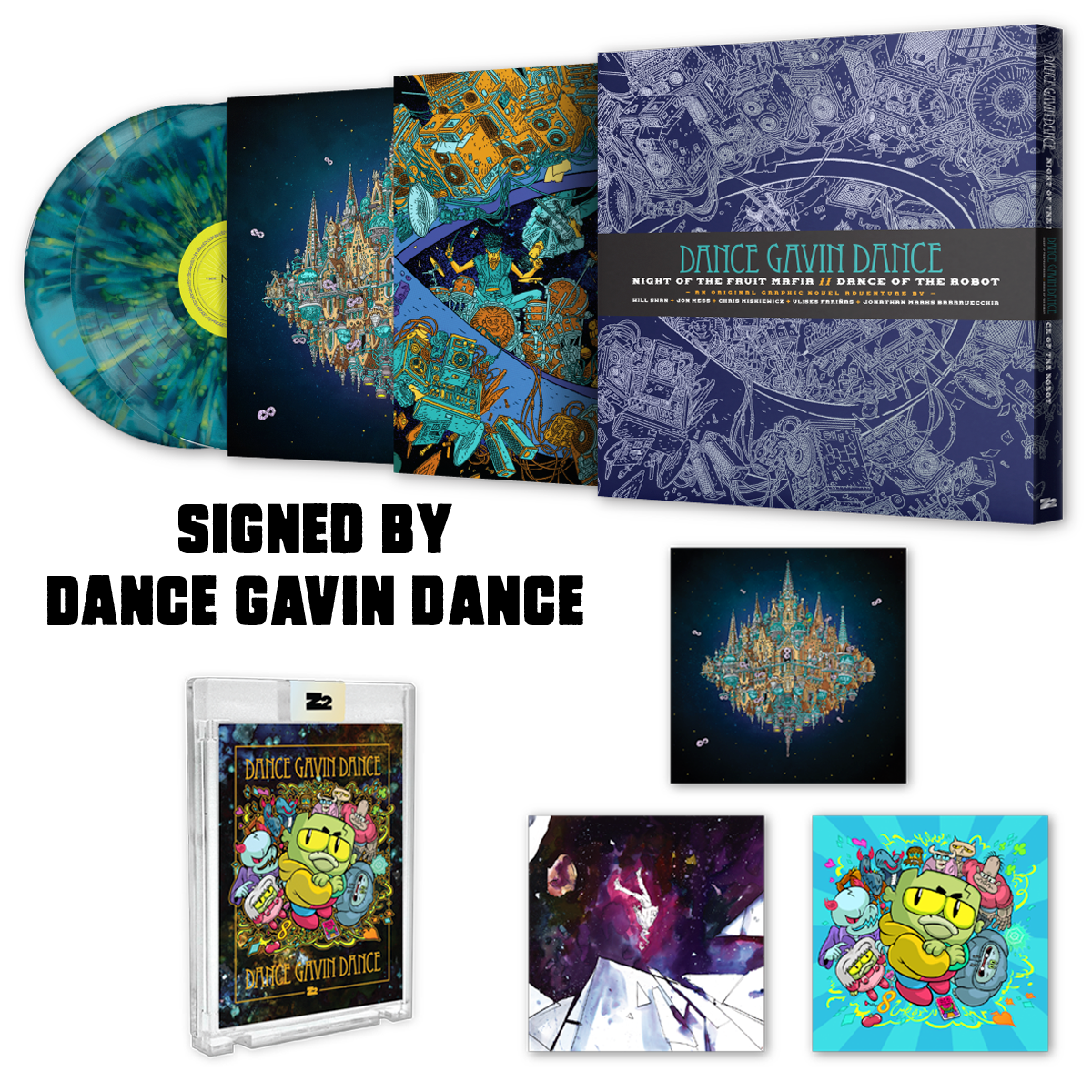 Dance Gavin Dance Night of the Fruit Mafia // Dance of the Robot - Graphic Novel (Signed Platinum Edition) Vinyl Record