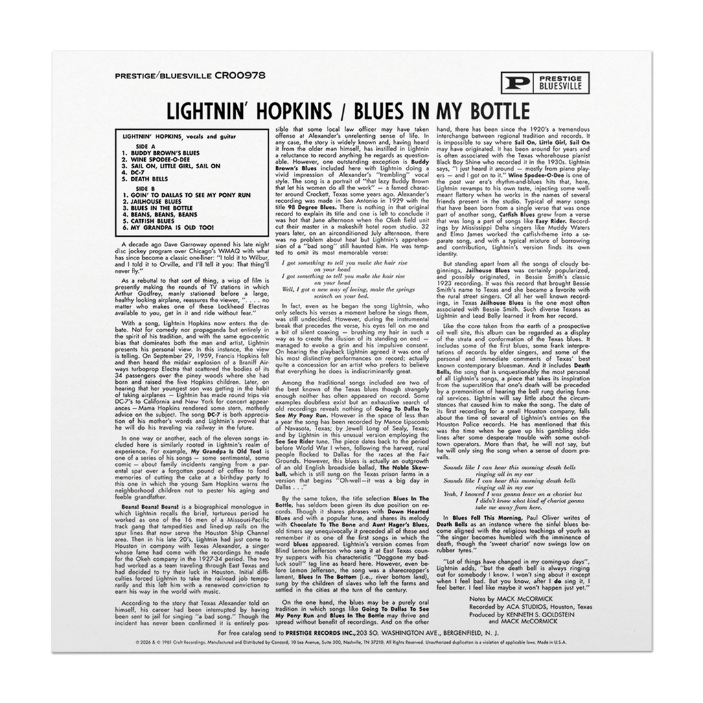 Blues In My Bottle (Bluesville Series) (180g LP) Vinyl Record