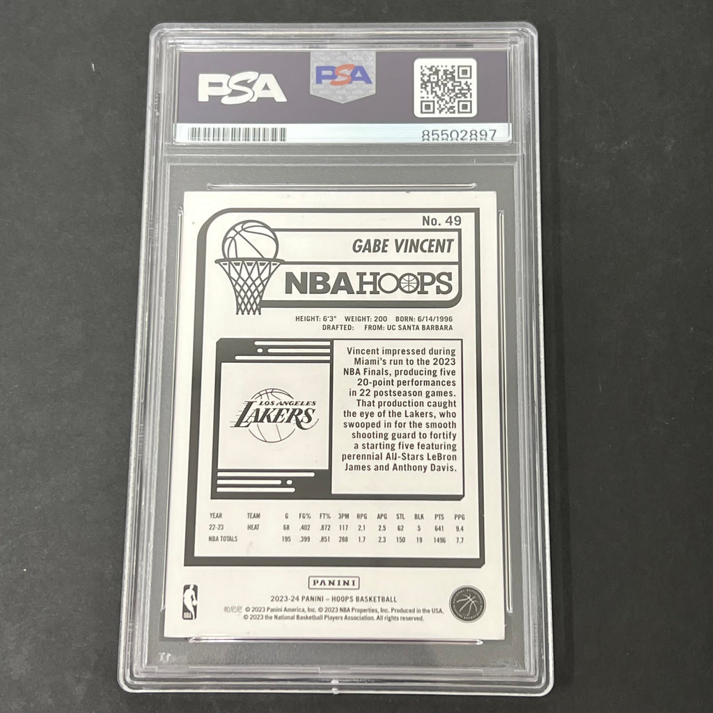 2023-24 Panini NBA Hoops #49 Gabe Vincent signed card PSA Auto 10