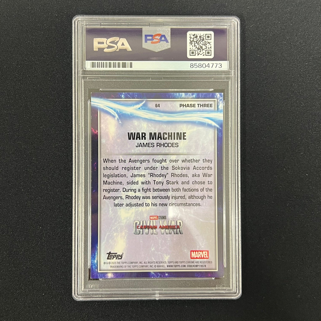 Don Cheadle 2025 Topps Chrome #64 Signed War Machine Marvel Card PSA Autographed