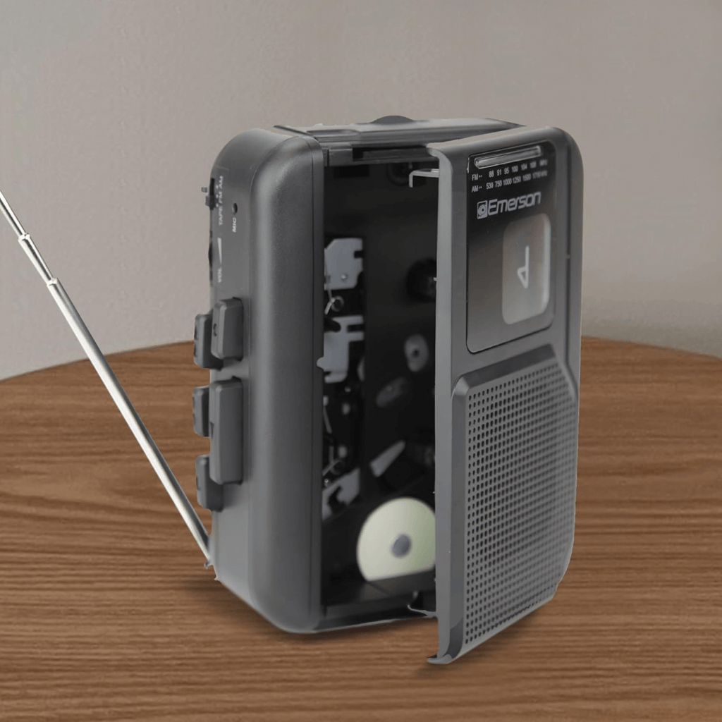Emerson Portable Cassette Player with Bluetooth Out and Built-In Microphone