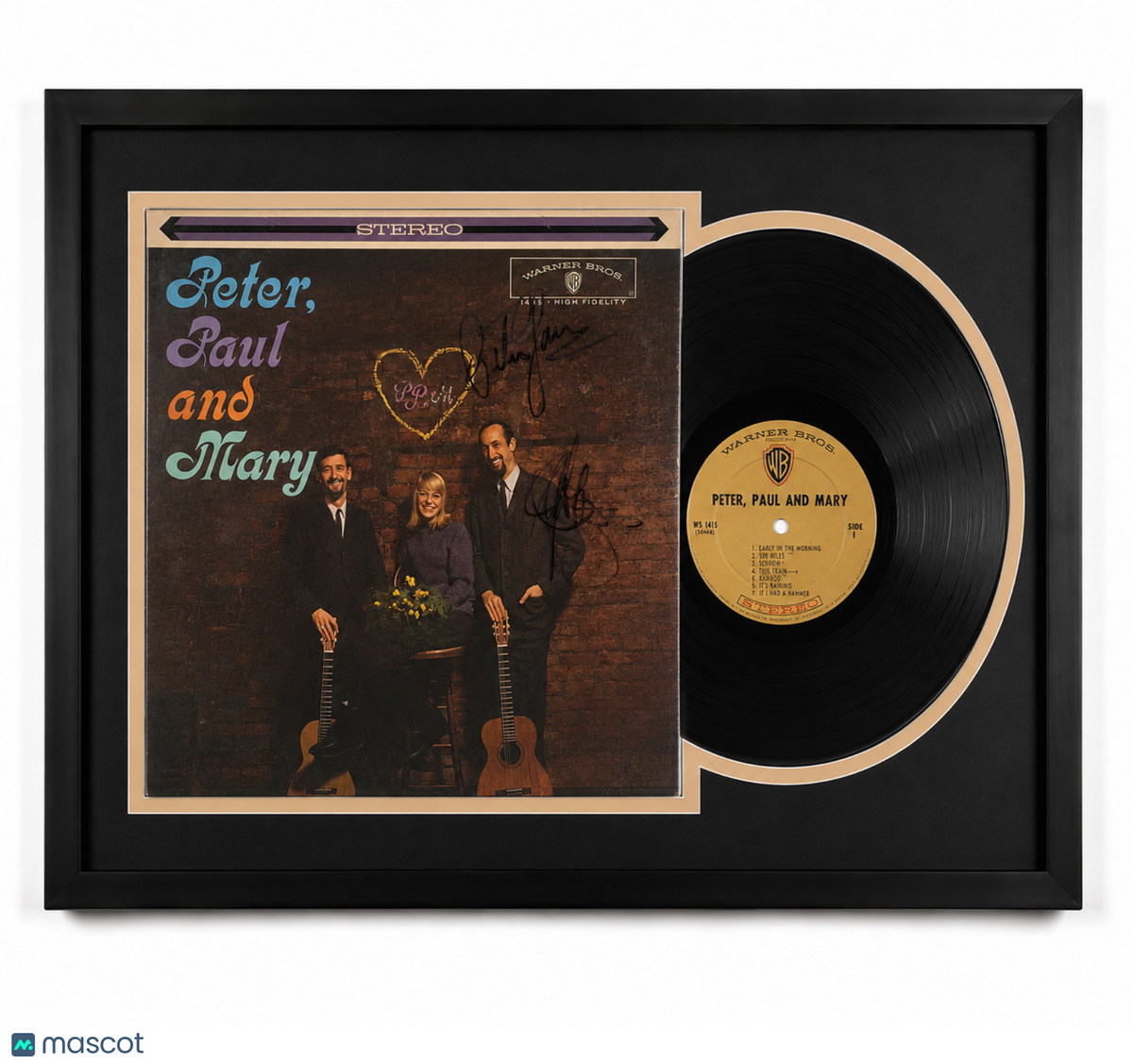 Paul Stookey Peter Yarrow Signed Peter, Paul and Mary Customed Framed Vinyl