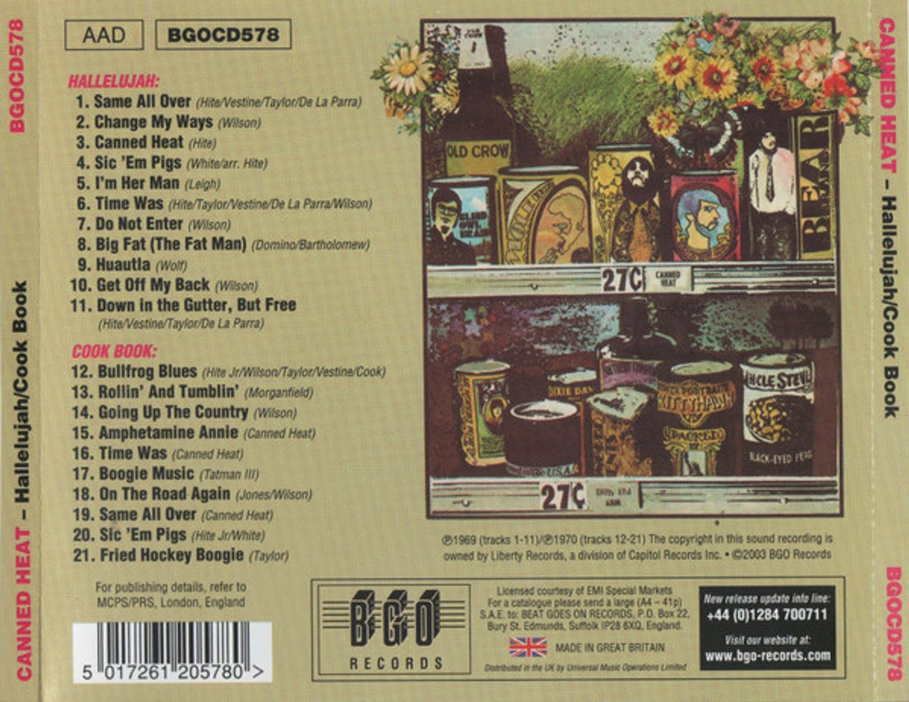 Canned Heat – Hallelujah/Cook Book Music CD