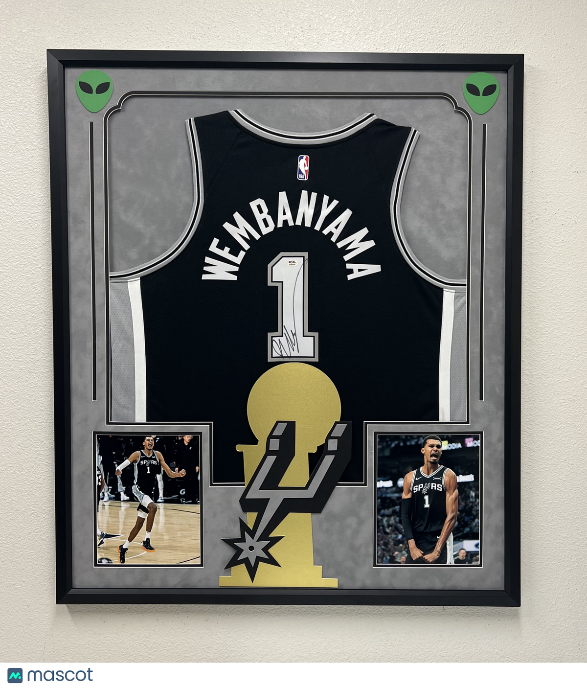 Victor Wembanyama Custom Framed Signed San Antonio Spurs Jersey PSA Autographed