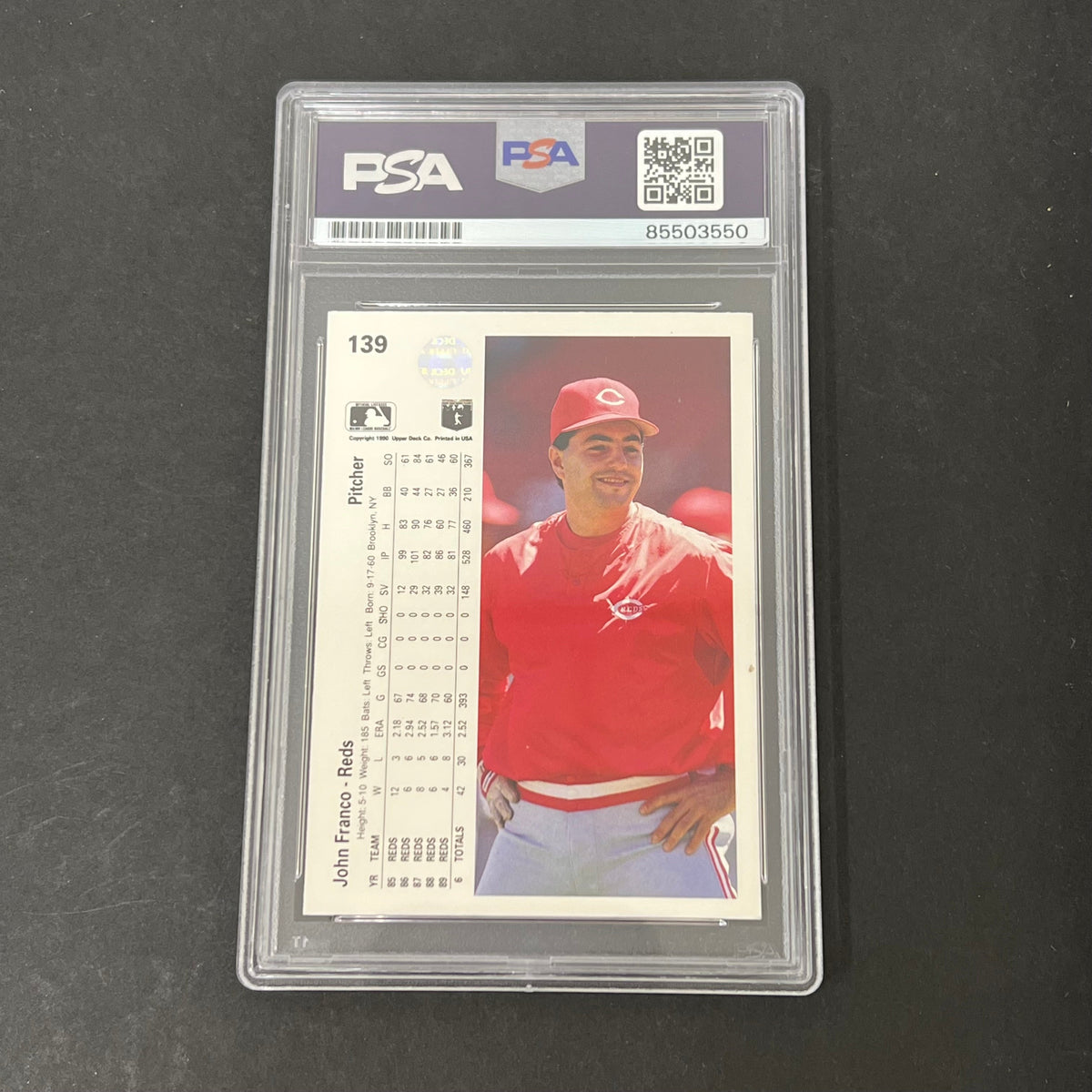 1990 Upper Deck #139 John Franco signed card PSA