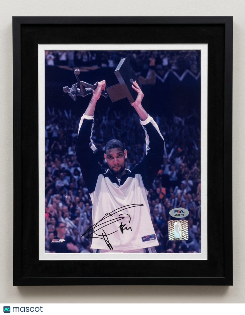 Tim Duncan San Antonio Spurs Signed Basketball 8x10 Framed Display Photo PSA