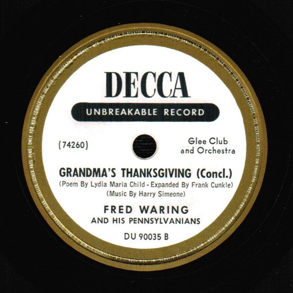 Fred Waring & The Pennsylvanians - Grandma's Thanksgiving | Very Good Plus (VG+) Excellent (EX)