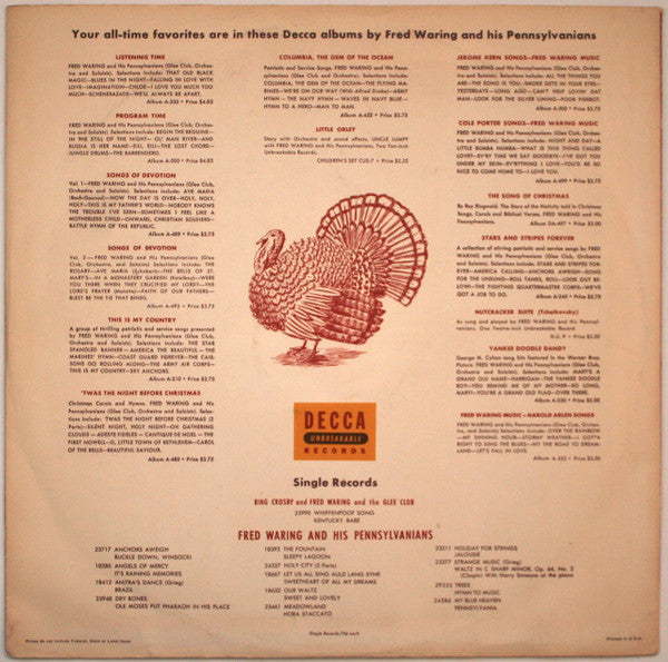 Fred Waring & The Pennsylvanians - Grandma's Thanksgiving | Very Good Plus (VG+) Excellent (EX)