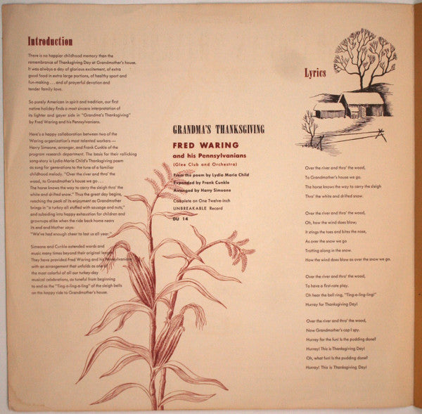 Fred Waring & The Pennsylvanians - Grandma's Thanksgiving | Very Good Plus (VG+) Excellent (EX)