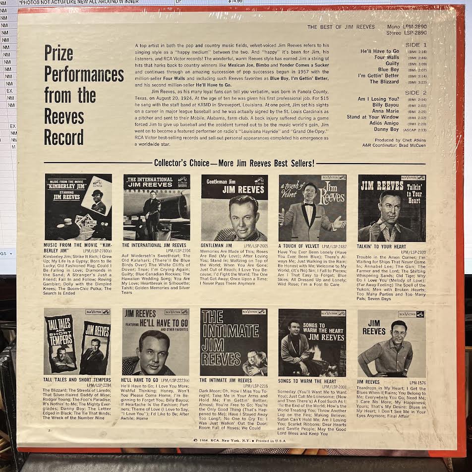 The Best Of Jim Reeves (VINYL) | Mint (M) Mint (M)