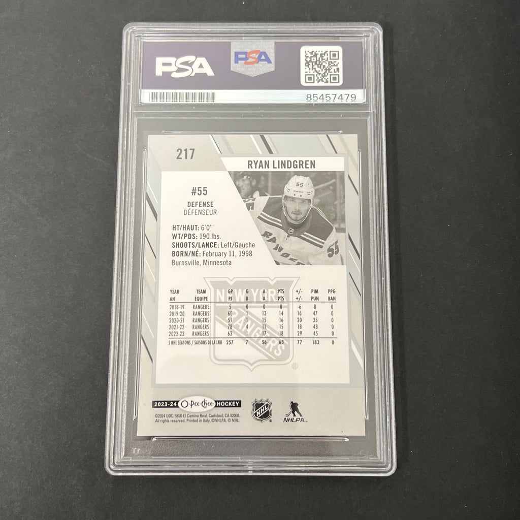 2023-24 O-Pee-Chee #217 Ryan Lindgren signed card PSA Auto 10