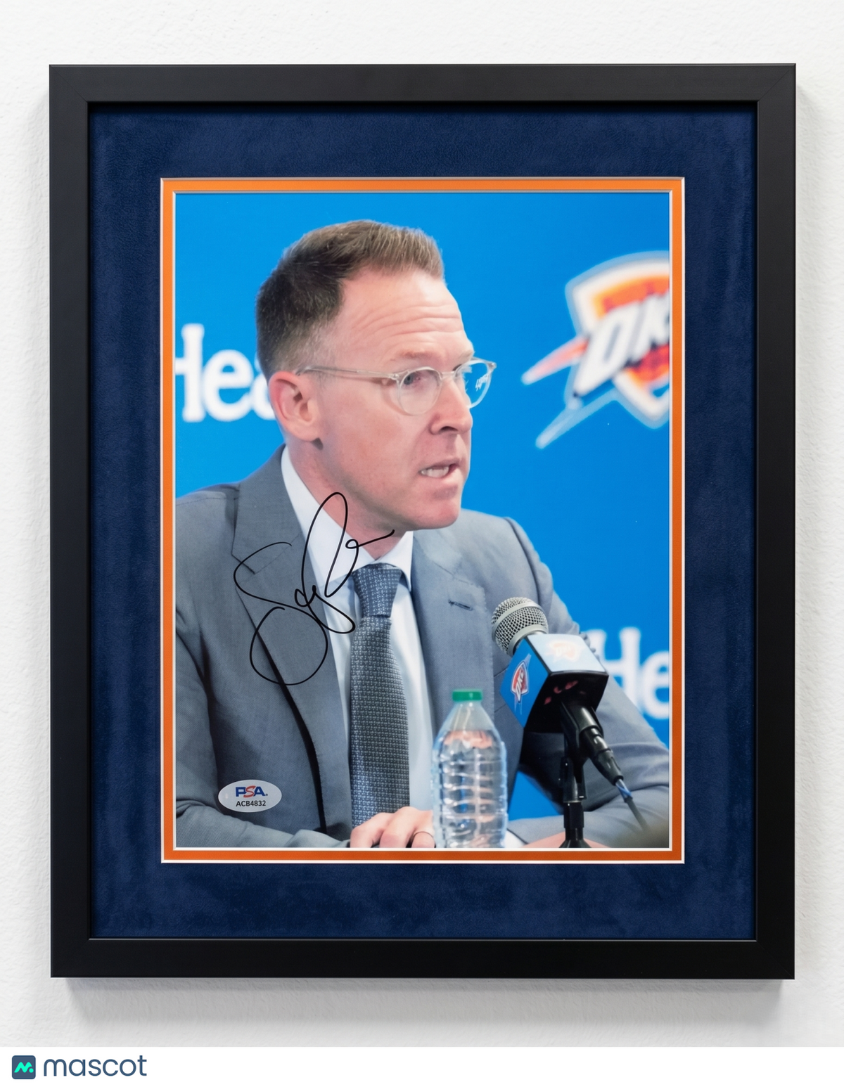 Sam Presti Oklahoma City Thunder Signed Basketball 8x10 Custom Framed Photo PSA
