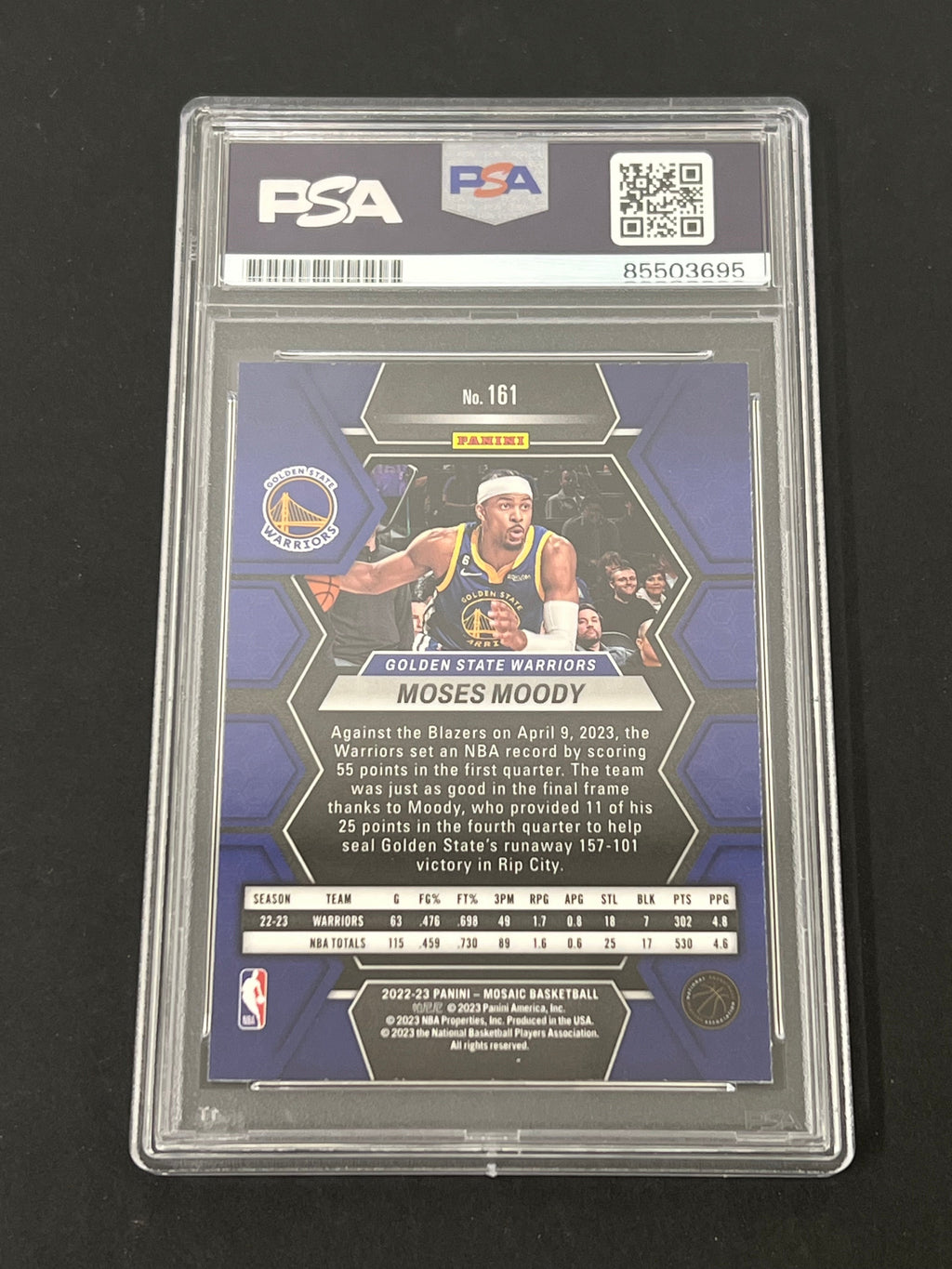 2022-23 Panini Prizm Mosaic #161 Moses Moody signed card PSA