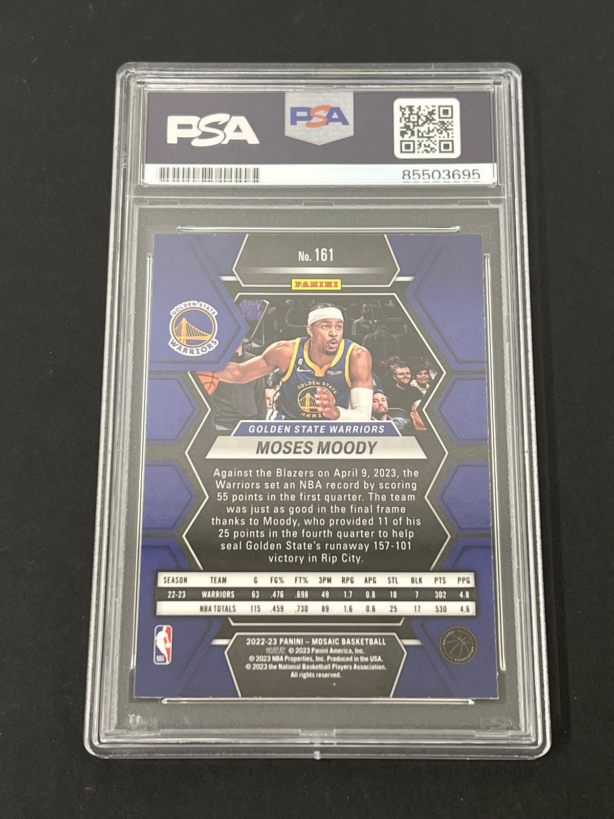 2022-23 Panini Prizm Mosaic #161 Moses Moody signed card PSA