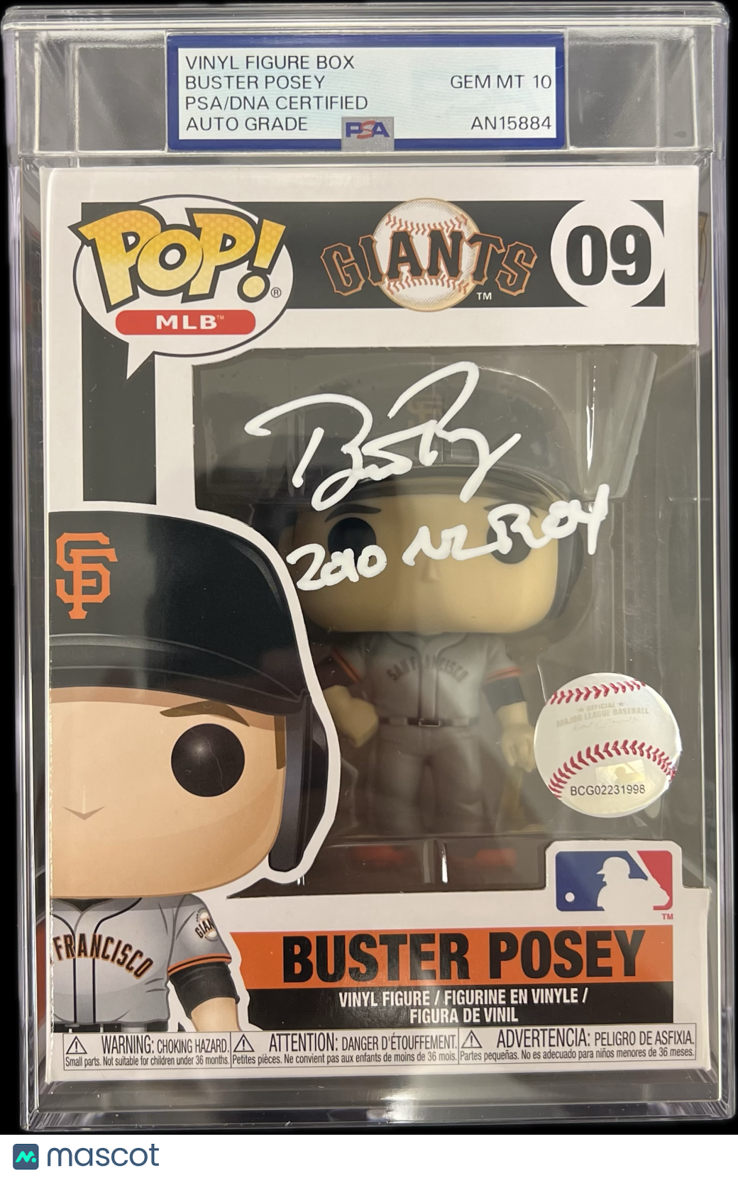 Buster Posey Signed Baseball #09 Funko Pop PSA Encapsulated Autographed