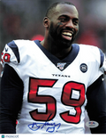 Whitney Mercilus Signed Houston Texans Football 8x10 Photo PSA Autographed