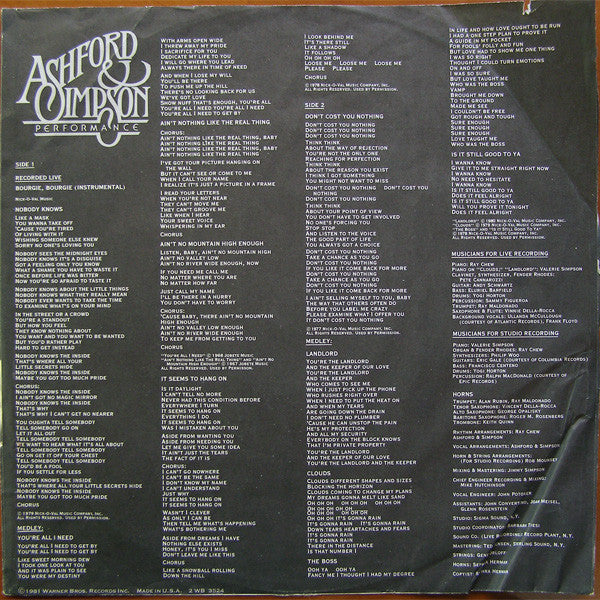 Ashford & Simpson - Performance | Near Mint (NM) Excellent (EX)