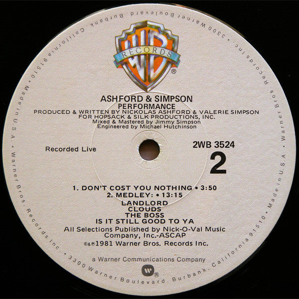 Ashford & Simpson - Performance | Near Mint (NM) Excellent (EX)