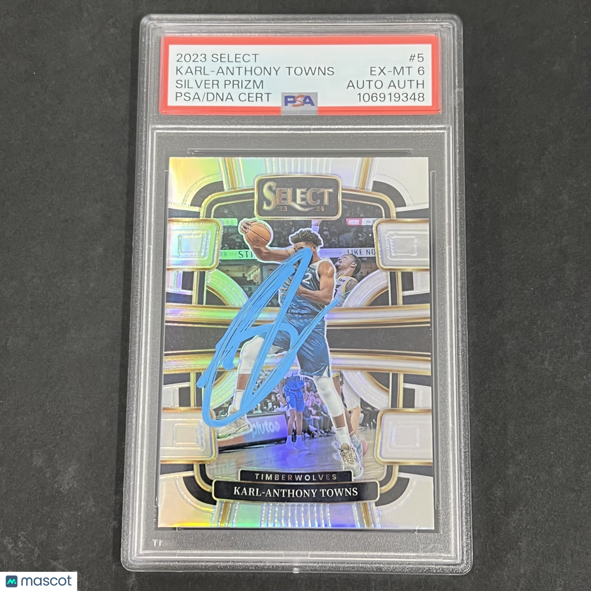 2023 Panini Select #5 Karl-Anthony Towns Silver Prizm signed card PSA 6 Auto A
