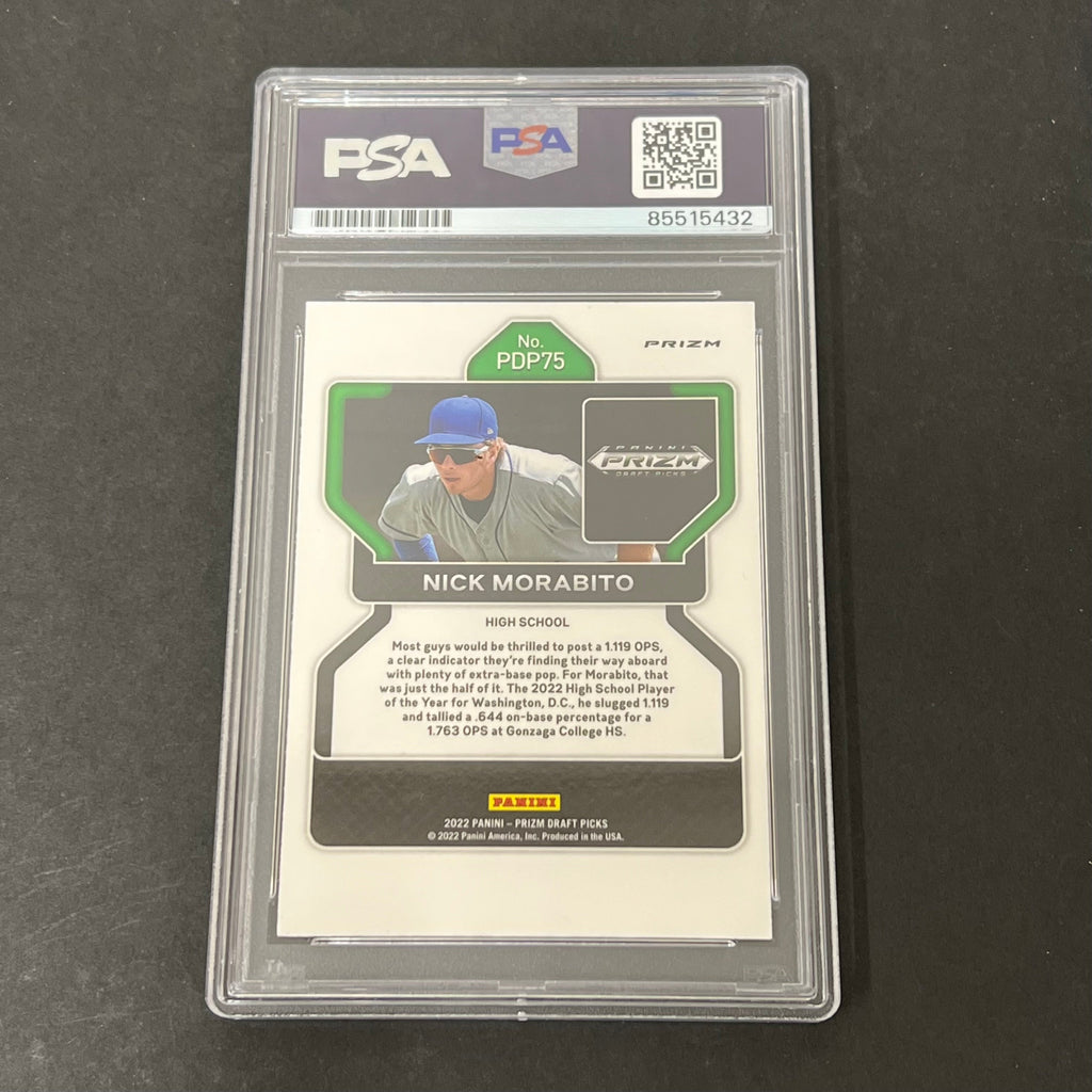 2022 Panini Prizm Draft Picks Black Prizm  #PDP75 Nick Morabito signed card PSA